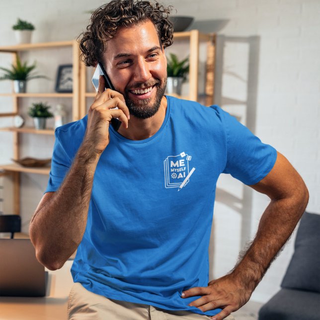 Camiseta Eu, Eu Próprio e IA, Homens de Arte Branca Camisei (Criador carregado)