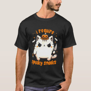 Camiseta Eu Exijo Lanches Assustadores Gato Mal-humorado Ha