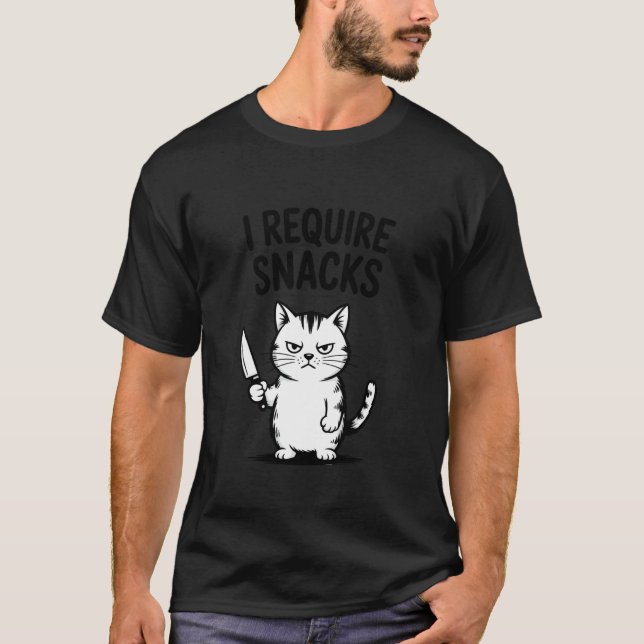 Camiseta Eu Exijo Lanches Gato Engraçado (Frente)