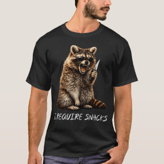 Camiseta Eu Exijo Lanches Guaxinim Animal Engraçado