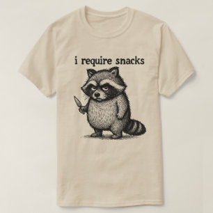 Camiseta Eu Exijo Lanches Guaxinim Roupas Engraçadas de A