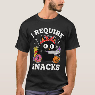 Camiseta Eu Exijo Lanches Meme de Gato Amante Divertido Mãe