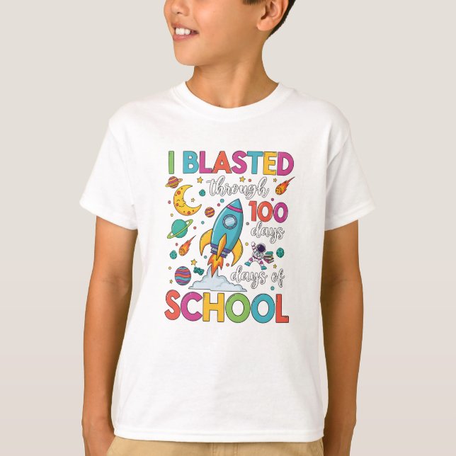 Camiseta Eu Explodi Através De 100 Dias De Escola (Frente)
