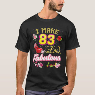 Camiseta Eu Faço 83 Fabuloso 83º Feliz Aniversário Rosa S
