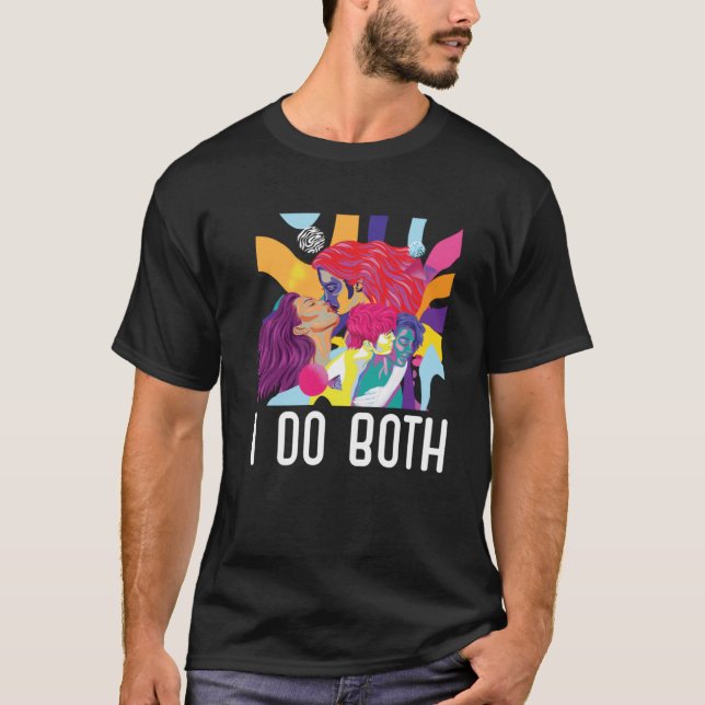 Camiseta Eu faço ambos o orgulho bissexual do arco-íris mar (Frente)