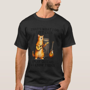 Camiseta Eu Faço Carinho em Gatos que Tocam Guitarras e Eu
