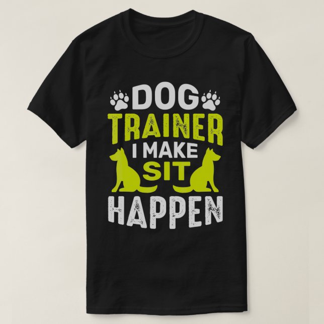 Camiseta Eu Faço Comandos Sit Dog Treinando Obediência Engr (Frente do Design)