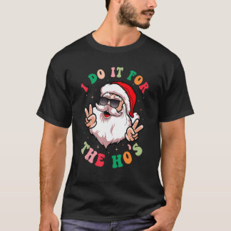 Camiseta Eu faço isso pelo Retro Papai Noel Groovy Chri