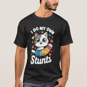 Camiseta Eu Faço Meus Próprios Estunts Gatos Crianças Braço