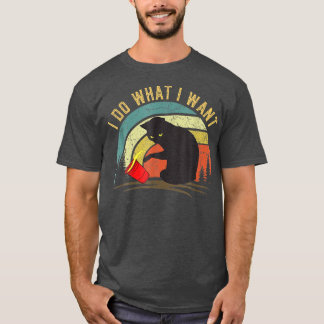 Camiseta Eu Faço O Que Eu Quero, Café Negro, Gato Vermelho,