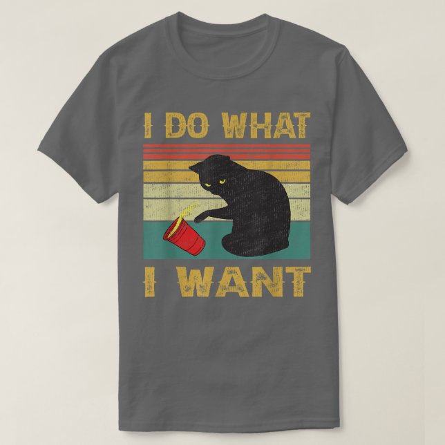 Camiseta Eu Faço O Que Eu Quero, Café Negro, Gato Vermelho, (Frente do Design)
