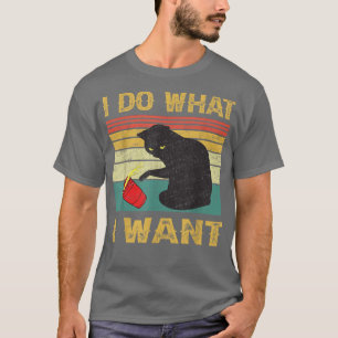 Camiseta Eu Faço O Que Eu Quero, Café Negro, Gato Vermelho,