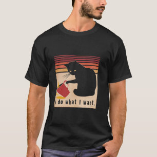 Camiseta Eu Faço O Que Eu Quero Com Gato Negro Pet Gatinho