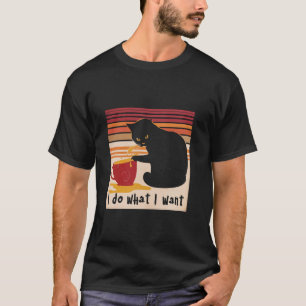 Camiseta Eu Faço O Que Eu Quero Gato Vintage Black Cat Café