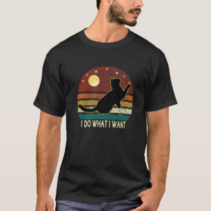 Camiseta Eu Faço O Que Eu Quero, Gato Vintage, Gatinho Neg