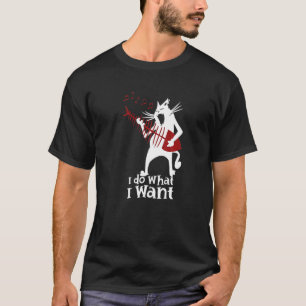 Camiseta Eu Faço O Que Eu Quero Rock And Roll Gato Tocando