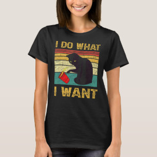 Camiseta Eu Faço O Que Quero Gato Café Gato Preto Xícara Ve