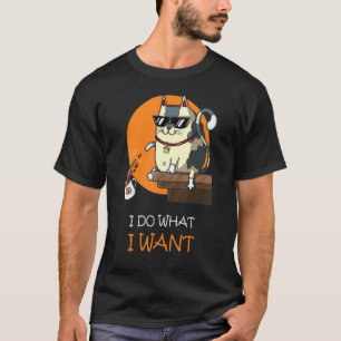 Camiseta Eu Faço O Que Quero Gato Café Gato Preto Xícara Ve