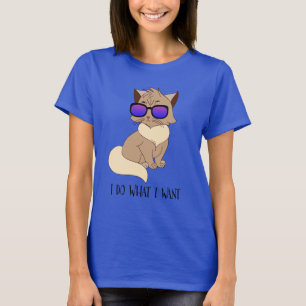 Camiseta Eu faço o que quero - Gato engraçado nos óculos es