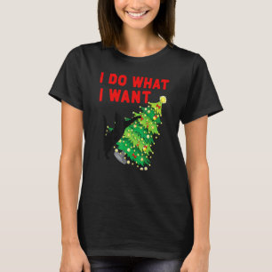 Camiseta Eu Faço O Que Quero Gato Preto Árvore De Natal Gat