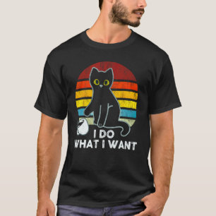 Camiseta Eu Faço O Que Quero Gato Preto Derramando Café Vin
