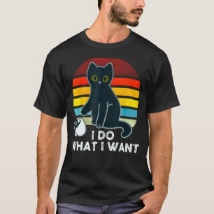 Camiseta Eu Faço O Que Quero Gato Preto Despejando Café Vin