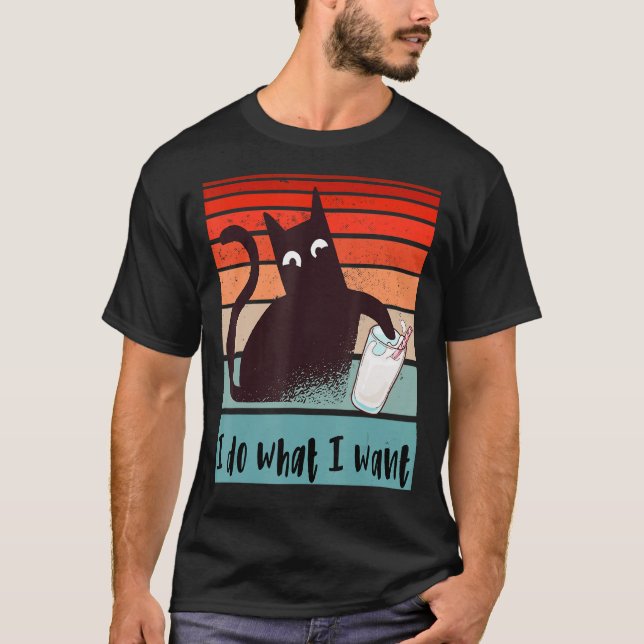 Camiseta Eu faço o que quero que o gato rebelde Funny bata  (Frente)