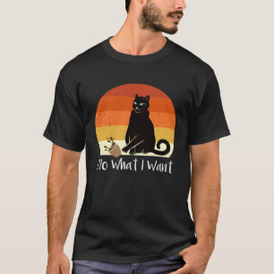 Camiseta Eu Faço O Que Quero Vintage Gato Preto Xícara Marr
