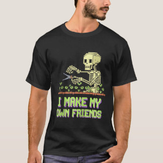 Camiseta Eu Faço Os Meus Próprios Amigos Esqueleto Planta G