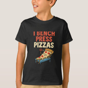 Camiseta Eu faço supino reto com pizzas humor gráfico esque