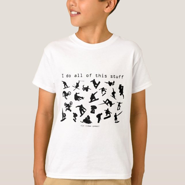 Camiseta Eu faço todo este material (no video games) (Frente)