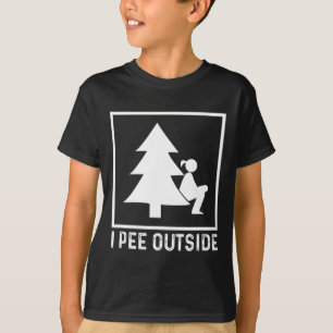 Camiseta Eu faço xixi fora da menina Sinal engraçado Campin