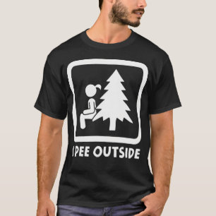 Camiseta Eu faço xixi fora do camping humor garota sinal pi