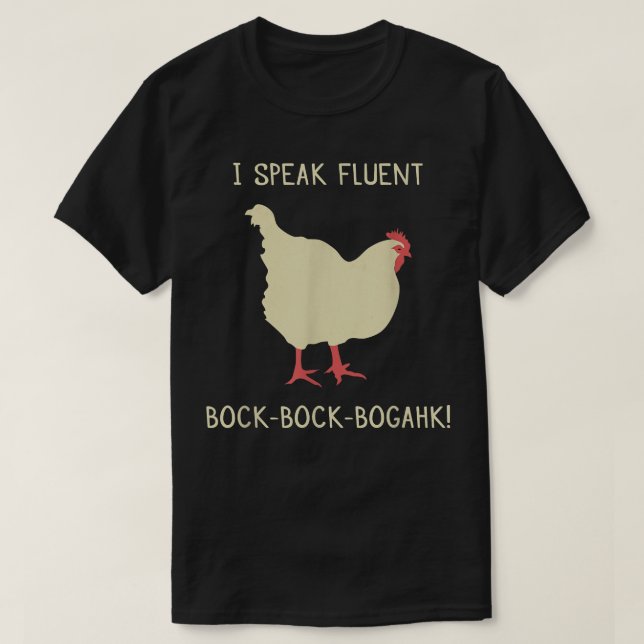 Camiseta Eu Falo Correntemente BockBockBogahk Frango Divert (Frente do Design)