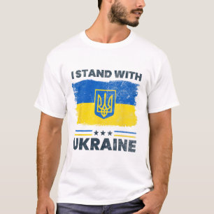 Camiseta Eu Fico Com a Bandeira da Ucrânia - Bandeira Ucran