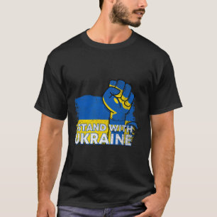 Camiseta Eu Fico Com a Bandeira da Ucrânia - Bandeira Ucran