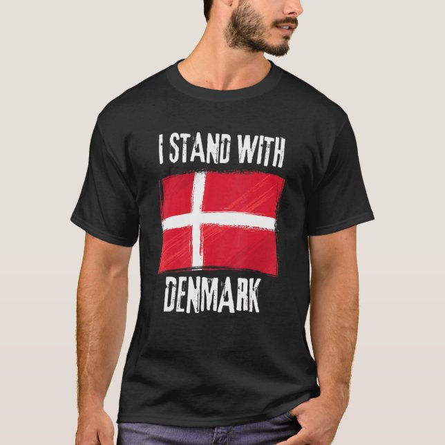 Camiseta Eu Fico Com A Bandeira Dinamarquesa (Frente)