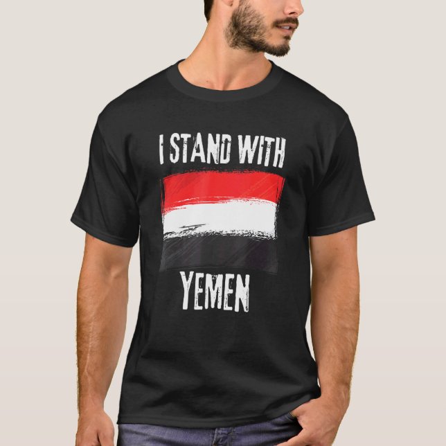 Camiseta Eu Fico Com A Bandeira Yemeni Yemeni (Frente)