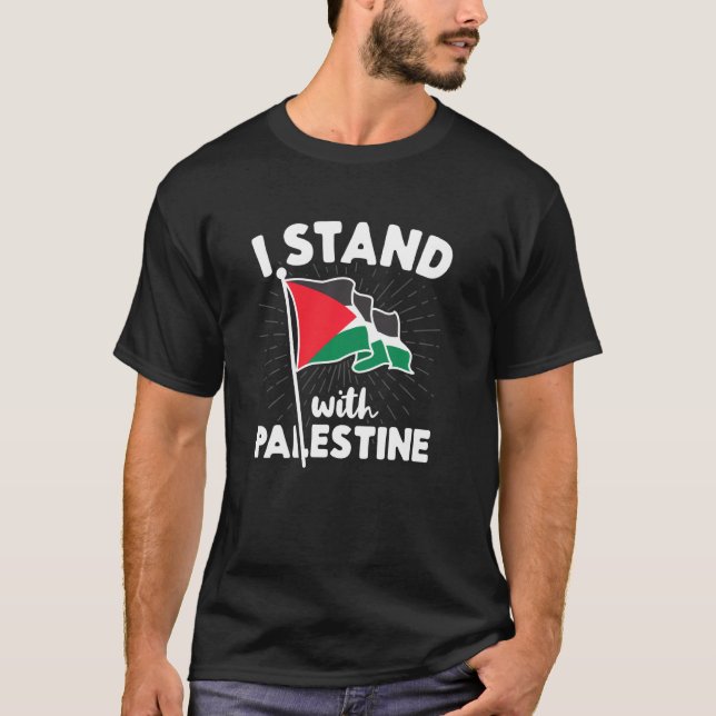 Camiseta Eu Fico Com A Palestina Bandeira Liberdade Árabe N (Frente)