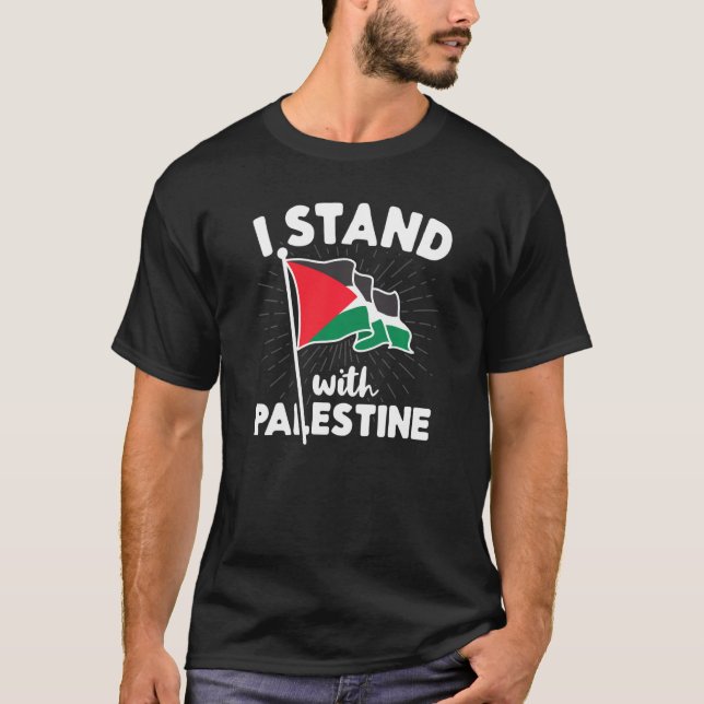 Camiseta Eu Fico Com A Palestina Bandeira Liberdade Árabe N (Frente)