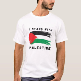 Camiseta Eu Fico Com A Palestina Com A Bandeira Design Impr