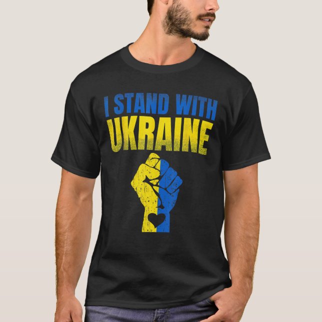 Camiseta Eu Fico Com A Ucrânia A Bandeira Ucraniana Que Apo (Frente)