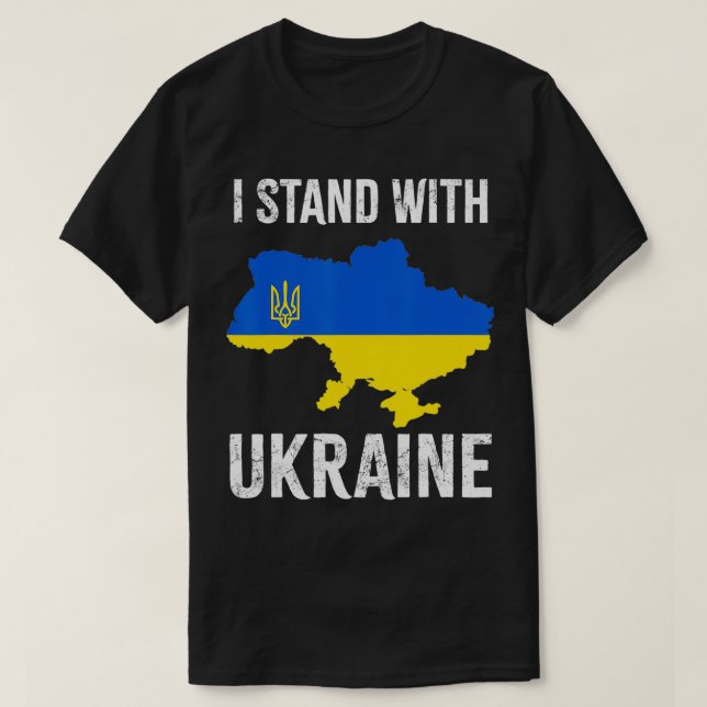 Camiseta Eu Fico Com A Ucrânia Apoiando A UCRÂNIA Da Ame Uc (Frente do Design)