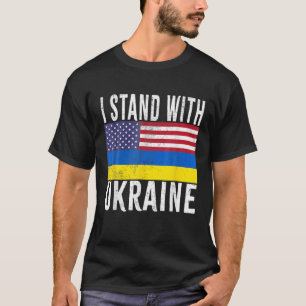 Camiseta Eu Fico Com A Ucrânia Bandeira Americana Apoiando