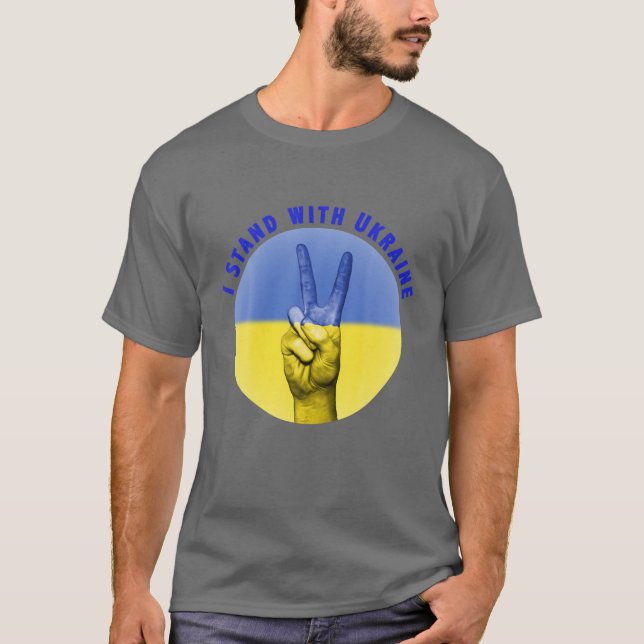 Camiseta Eu Fico Com A Ucrânia Bandeira Ucranianos Puc (Frente)