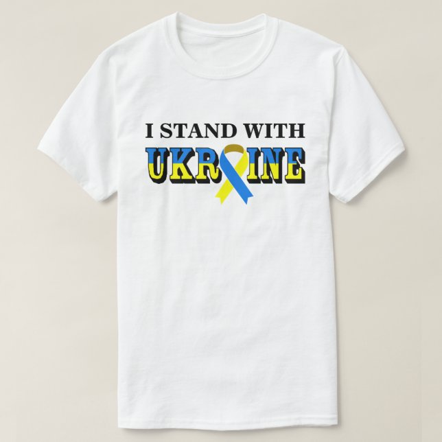Camiseta EU FICO COM A UCRÂNIA COM A Fita Da Paz (Frente do Design)