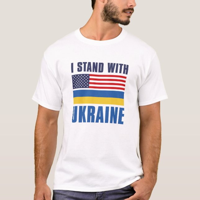 Camiseta Eu fico com a Ucrânia EUA (Frente)
