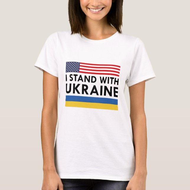 Camiseta Eu fico com a Ucrânia EUA (Frente)