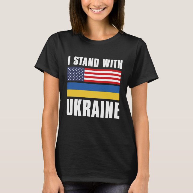 Camiseta Eu fico com a Ucrânia EUA (Frente)