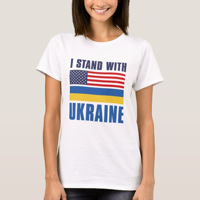 Camiseta Eu fico com a Ucrânia EUA (Frente)